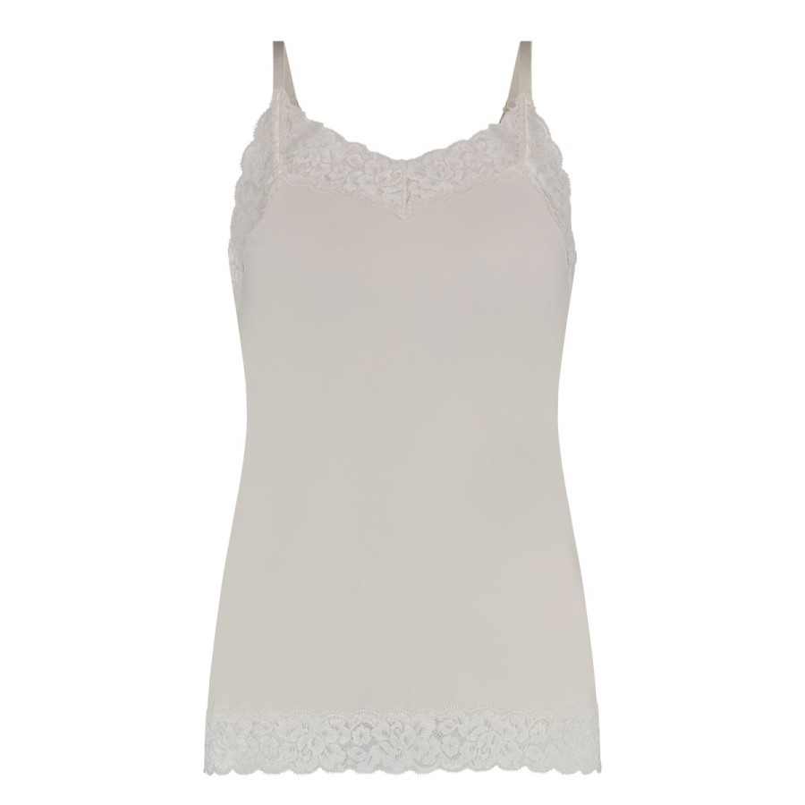 Dames Tencate Dames Tops | Spaghetti Top Met Kant Off White