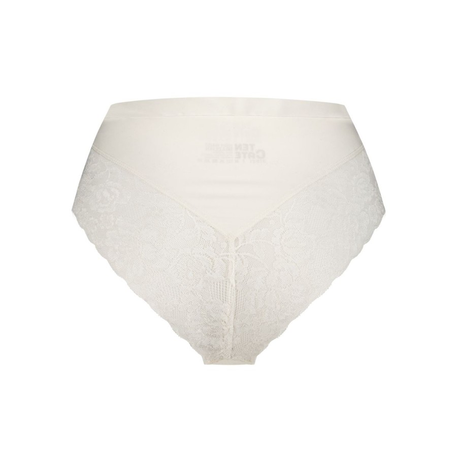 Dames Tencate Dames Slips | High Waist Brazilian Met Kant Off White