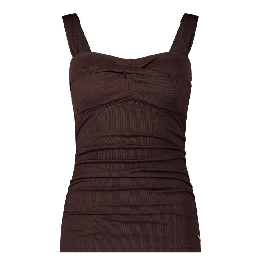 Dames Tencate Tankini'S | Twisted Bikini Top Chocolate Rib