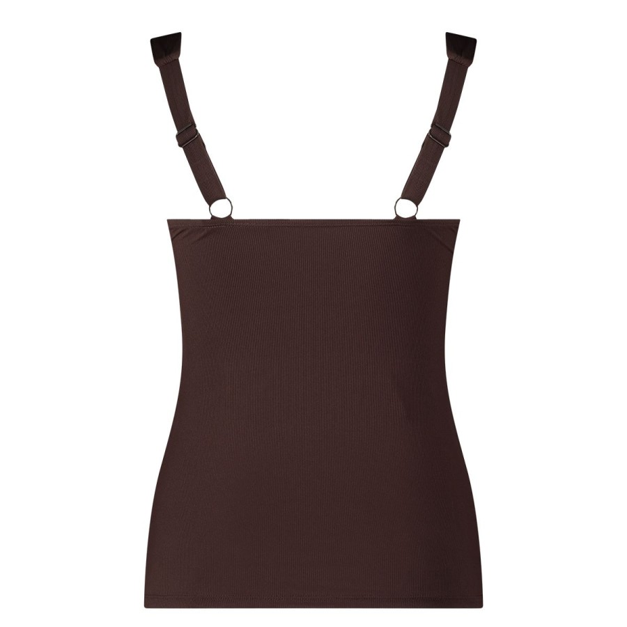 Dames Tencate Tankini'S | Twisted Bikini Top Chocolate Rib