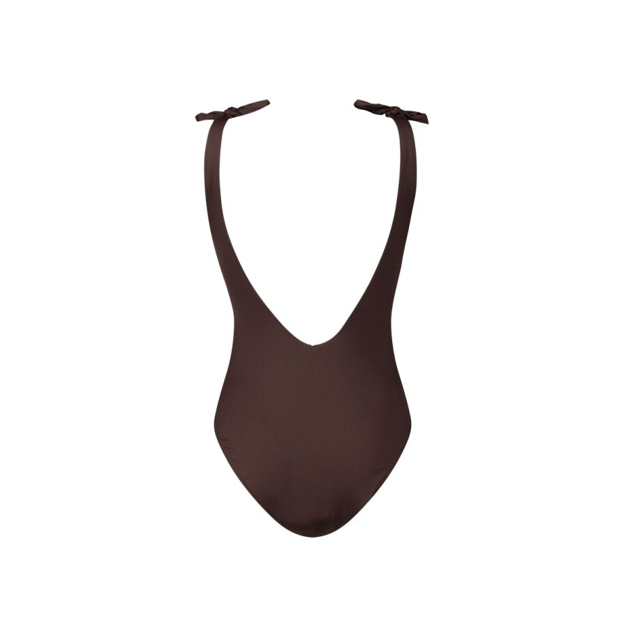 Dames Tencate Badpakken | Bow Swimsuit Chocolate Rib