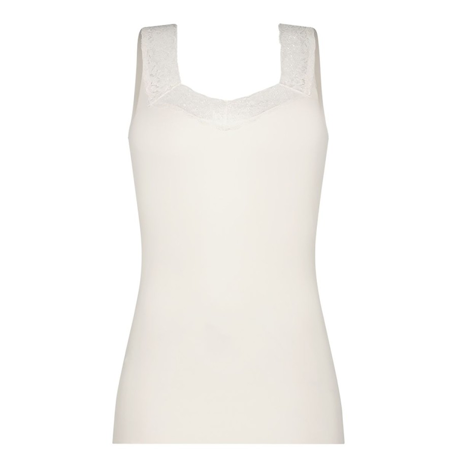 Dames Tencate Dames Tops | Singlet Met Kant Off White