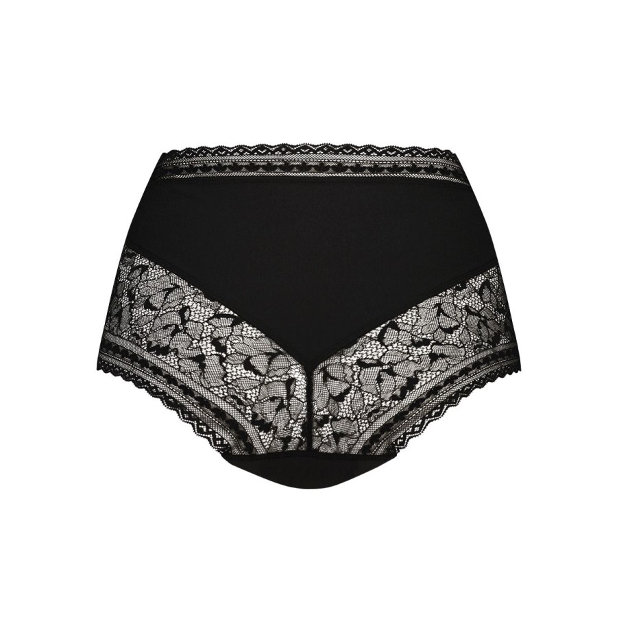 Dames Tencate Dames Slips | High Waist Met Kant Zwart