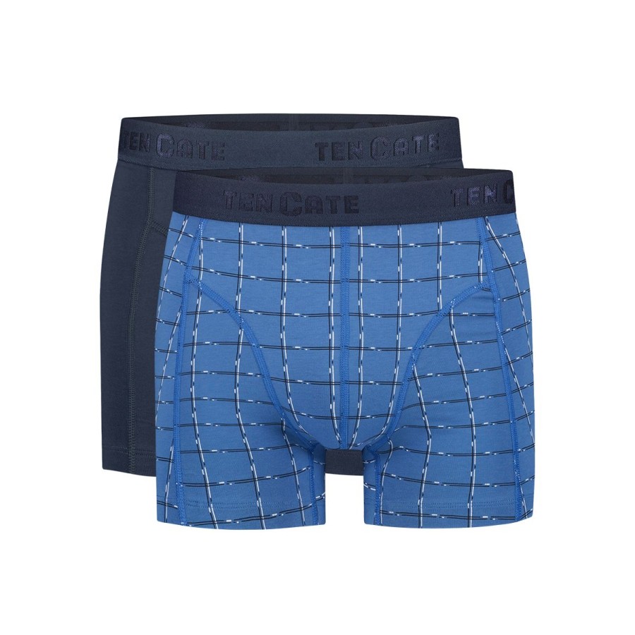 Heren Tencate Heren Onderbroeken | Shorts Check Blue 2 Pack