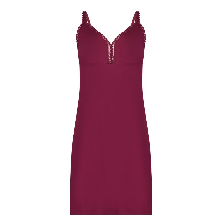 Dames Tencate Onderjurken | Onderjurkje Met Kant V-Neck Beet Red