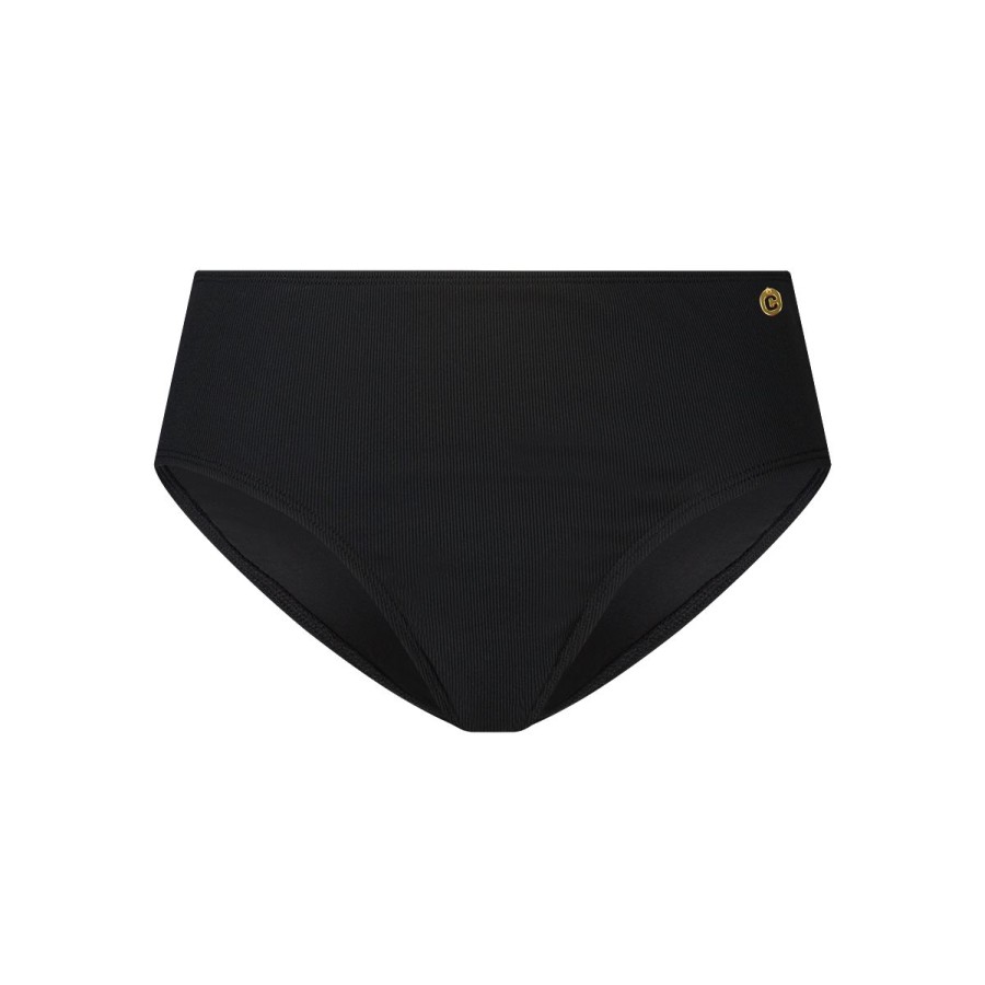 Dames Tencate Bikini'S | Mid Waist Bikini Bottom Black Rib