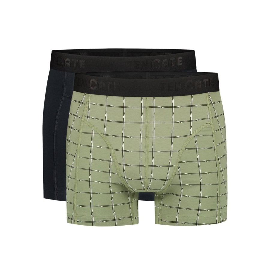 Heren Tencate Heren Onderbroeken | Shorts Check Green 2 Pack