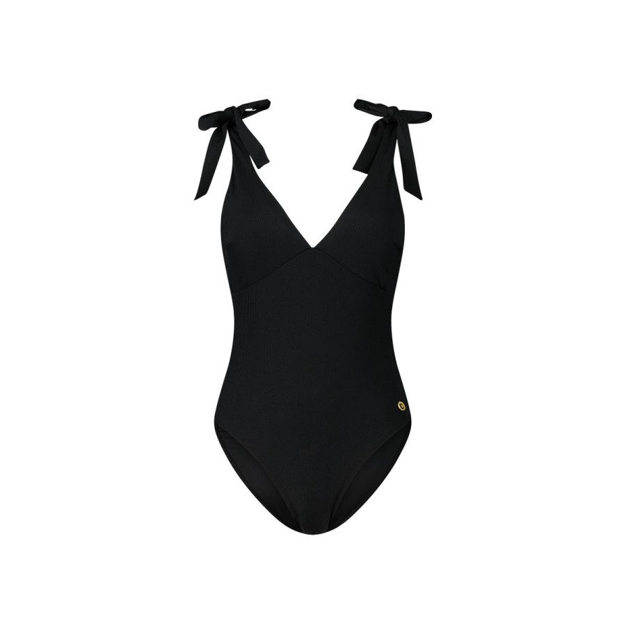 Dames Tencate Badpakken | Bow Swimsuit Black Rib