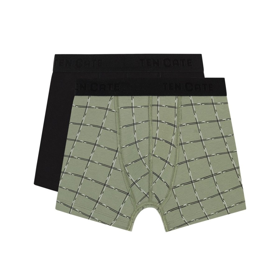 Kinderen Tencate Jongens Boxershorts | Shorts Check Green 2 Pack