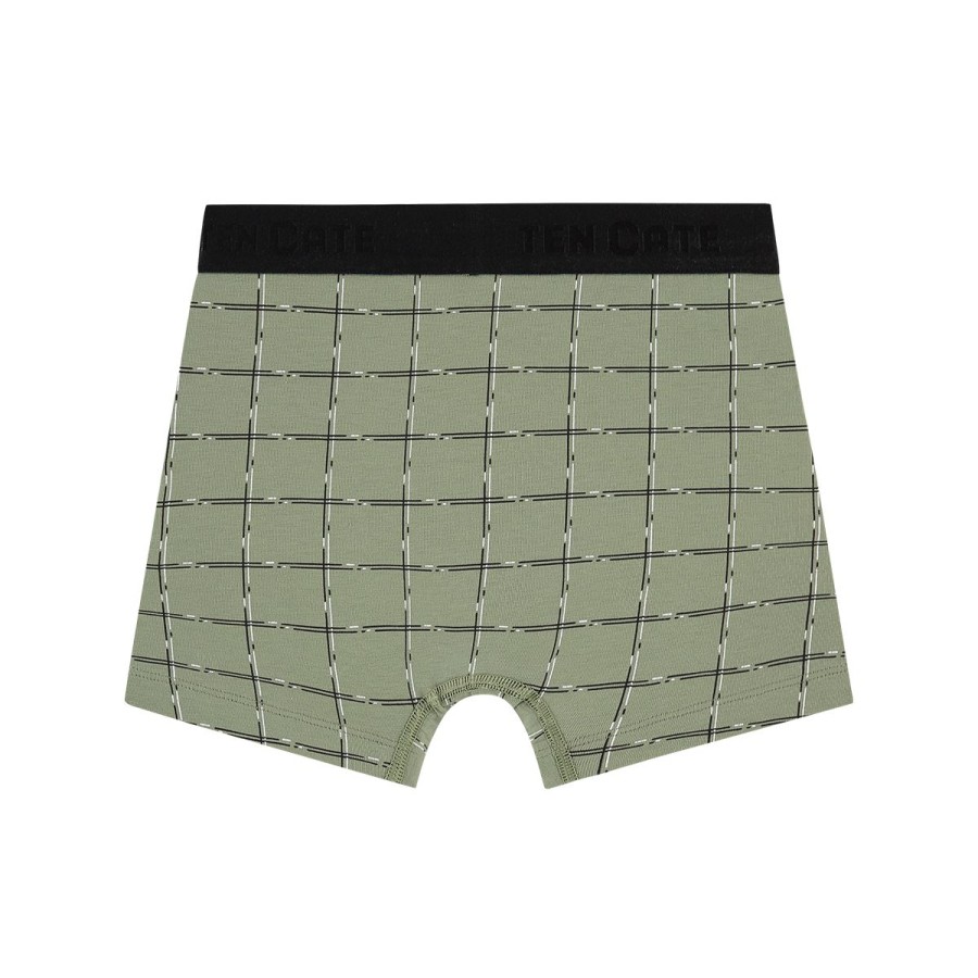 Kinderen Tencate Jongens Boxershorts | Shorts Check Green 2 Pack