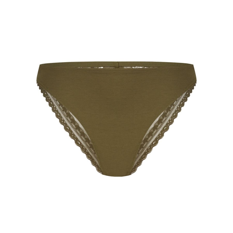 Dames Tencate Dames Slips | Slip Met Kant Olive Green