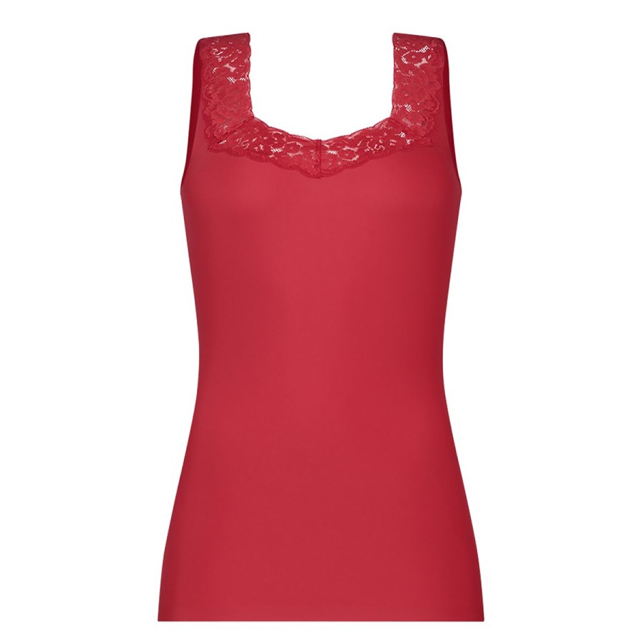 Dames Tencate Dames Tops | Singlet Met Kant Rood