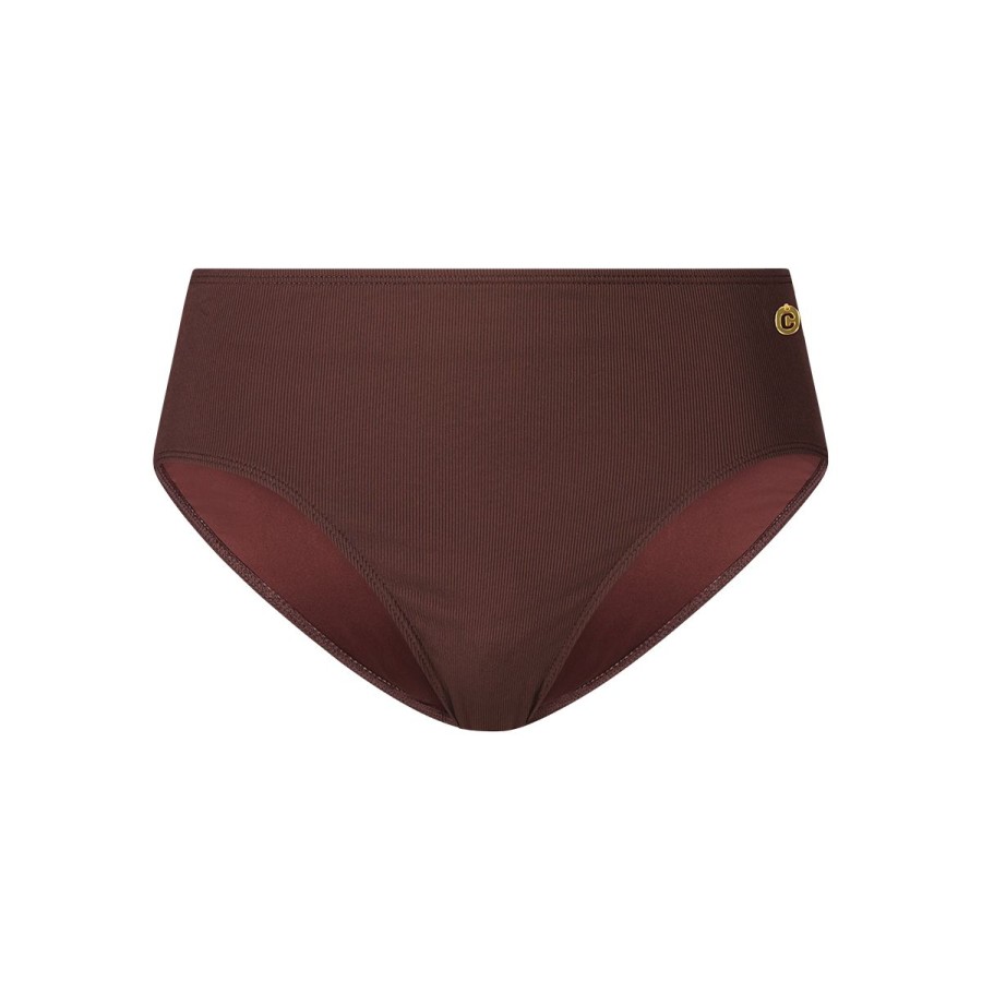 Dames Tencate Bikini'S | Mid Waist Bikini Bottom Chocolate Rib