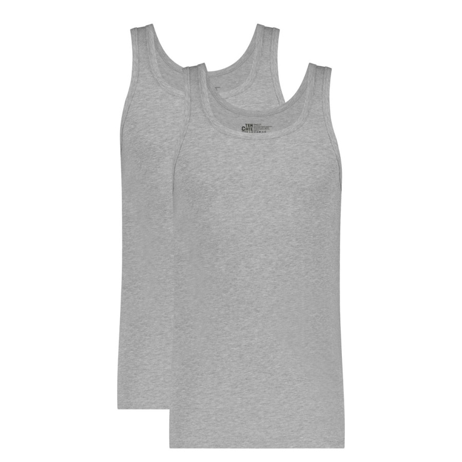 Heren Tencate Heren Hemden & Onderhemden | Singlet Grey Melange 2 Pack