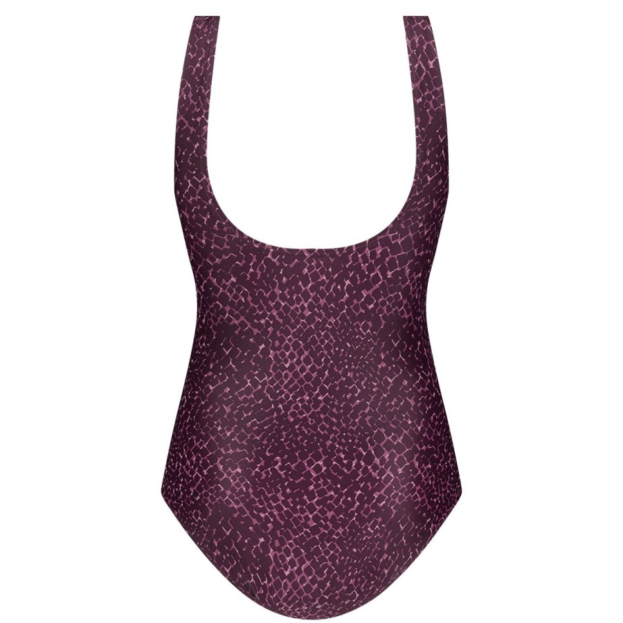 Dames Tencate Zwempakken | Badpak V-Neck Shape Snake Purple