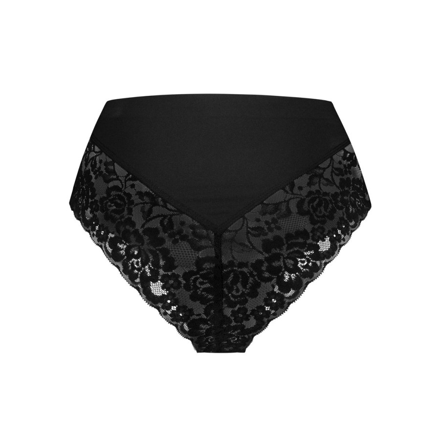 Dames Tencate Dames Slips | High Waist Brazilian Met Kant Zwart