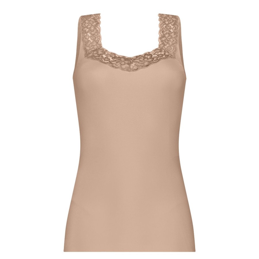 Dames Tencate Dames Tops | Singlet Met Kant Walnut