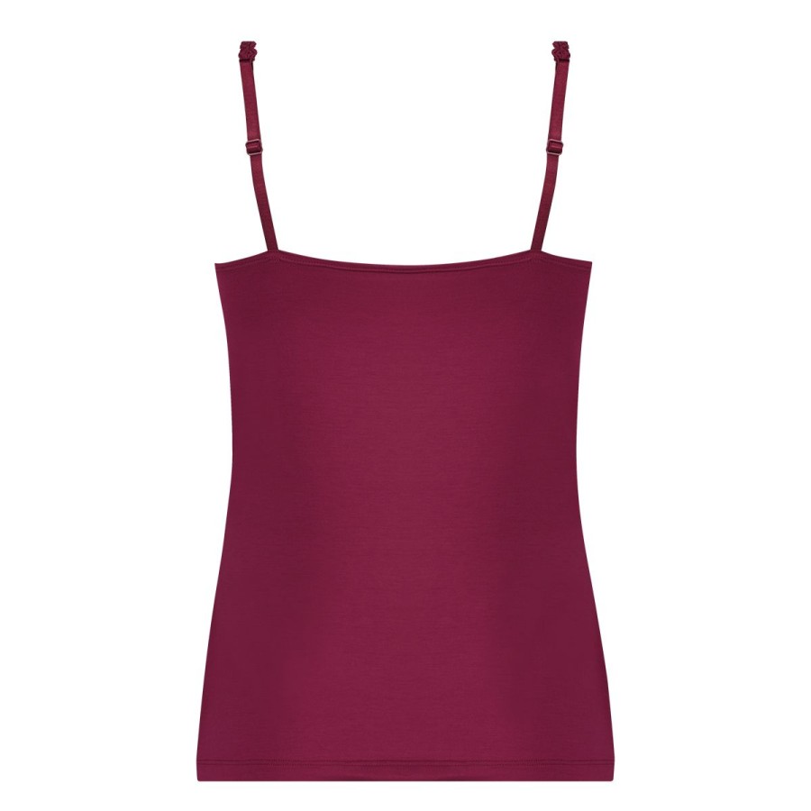 Dames Tencate Dames Tops | Spaghetti Top V-Neck Met Kant Beet Red