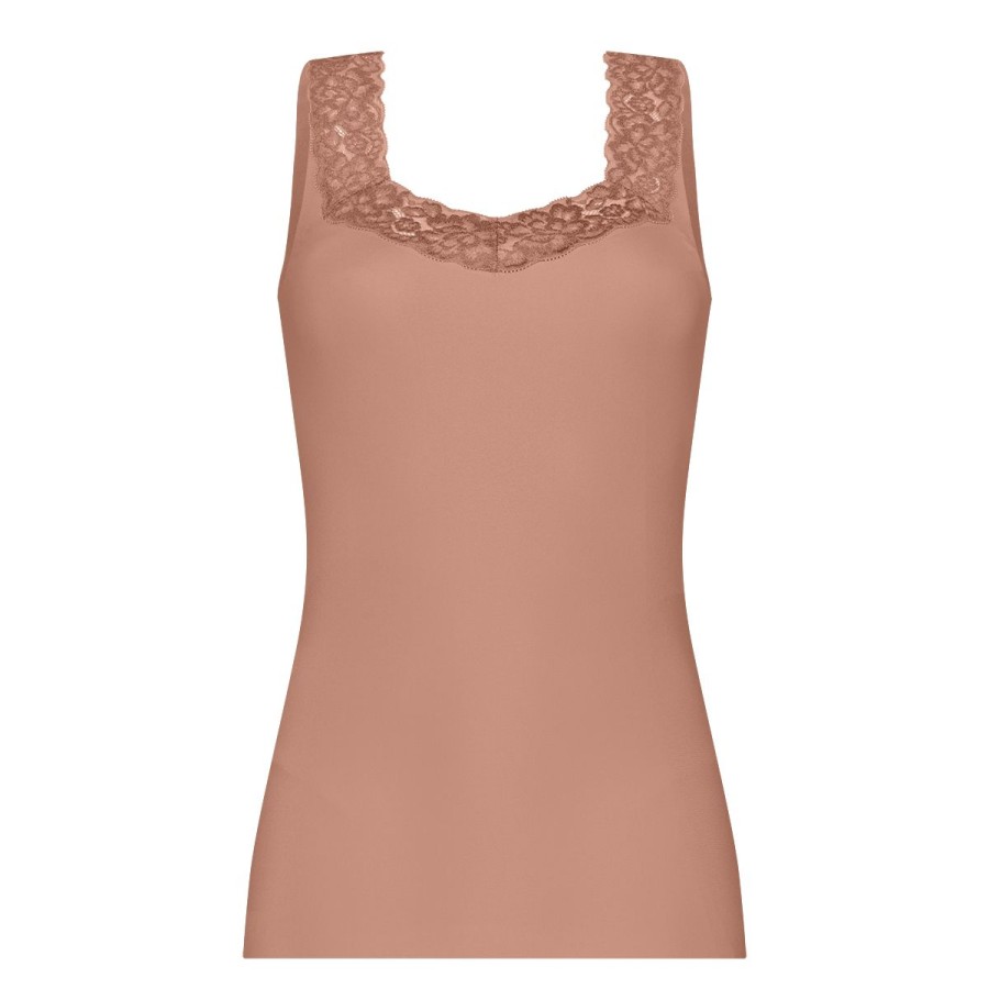 Dames Tencate Dames Tops | Singlet Met Kant Pink Nut