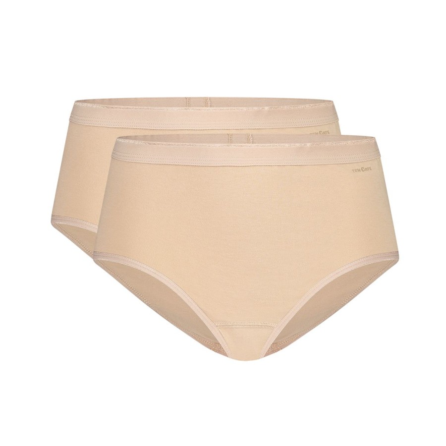 Dames Tencate Dames Slips | Midi Beige 2 Pack