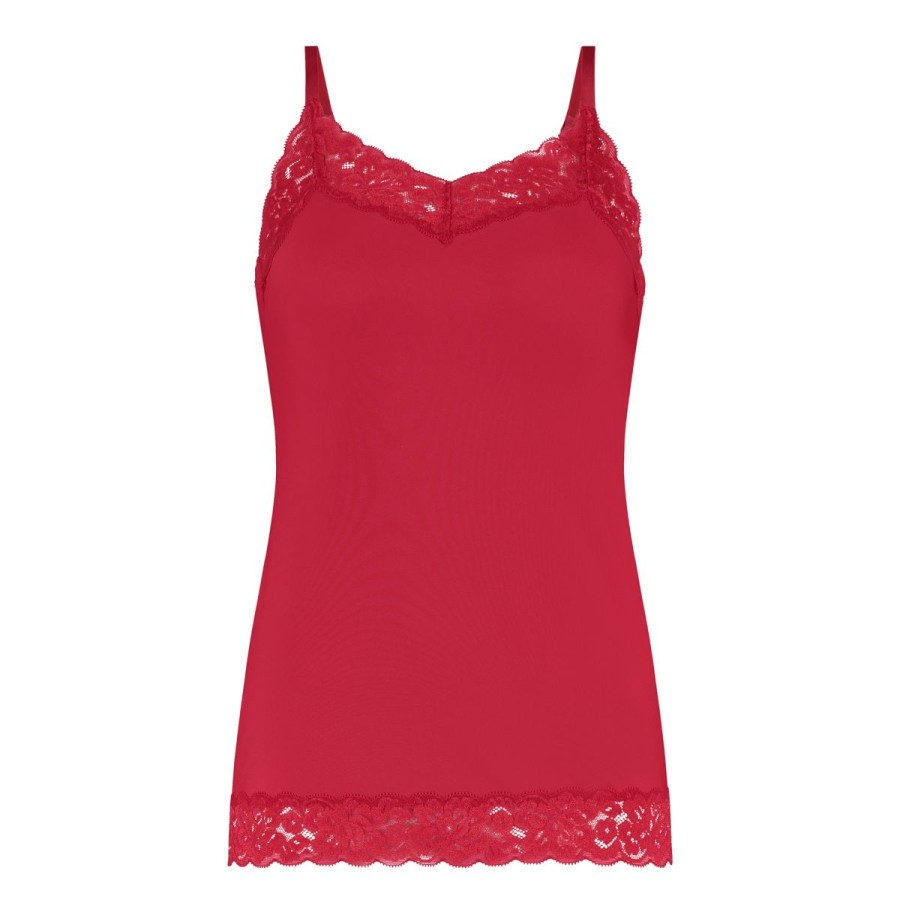 Dames Tencate Dames Tops | Spaghetti Top Met Kant Rood