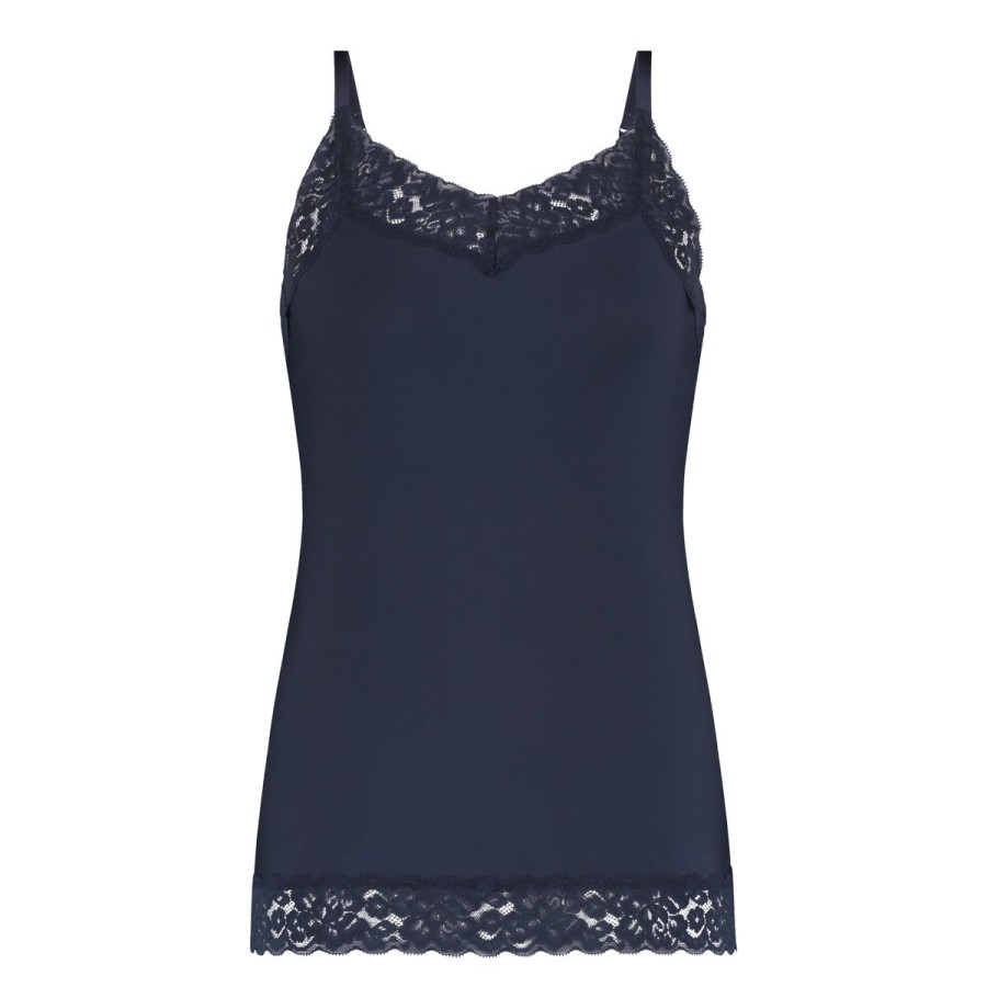 Dames Tencate Dames Tops | Spaghetti Top Met Kant Dark Navy