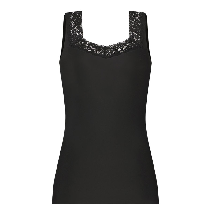 Dames Tencate Dames Tops | Singlet Met Kant Zwart