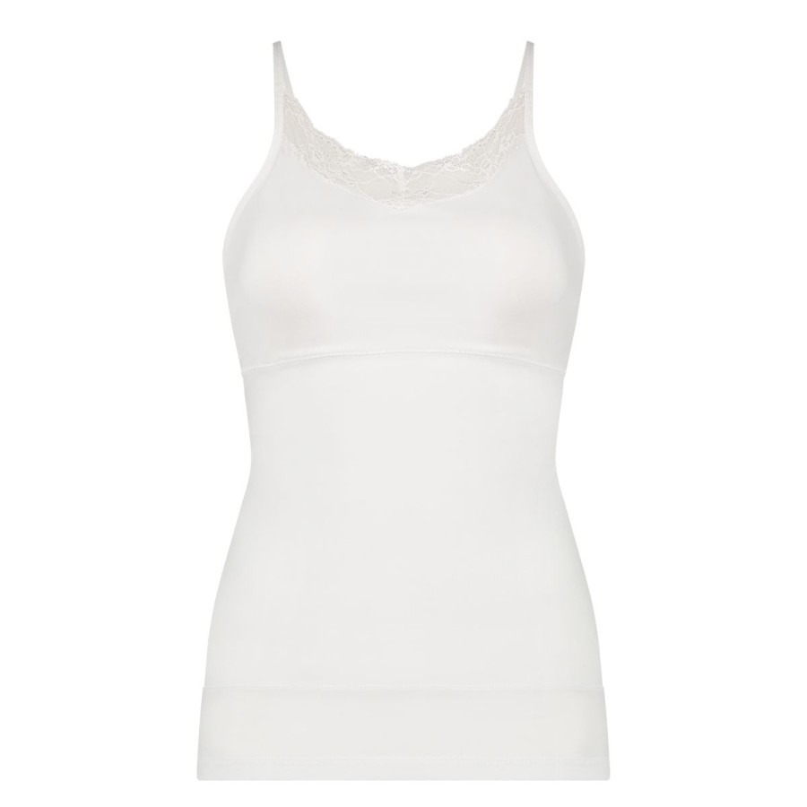 Dames Tencate Dames Tops | Spaghetti Top Shape Met Kant Wit