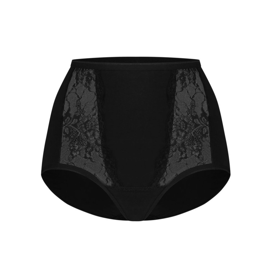 Dames Tencate Dames Slips | High Waist Met Kant Zwart