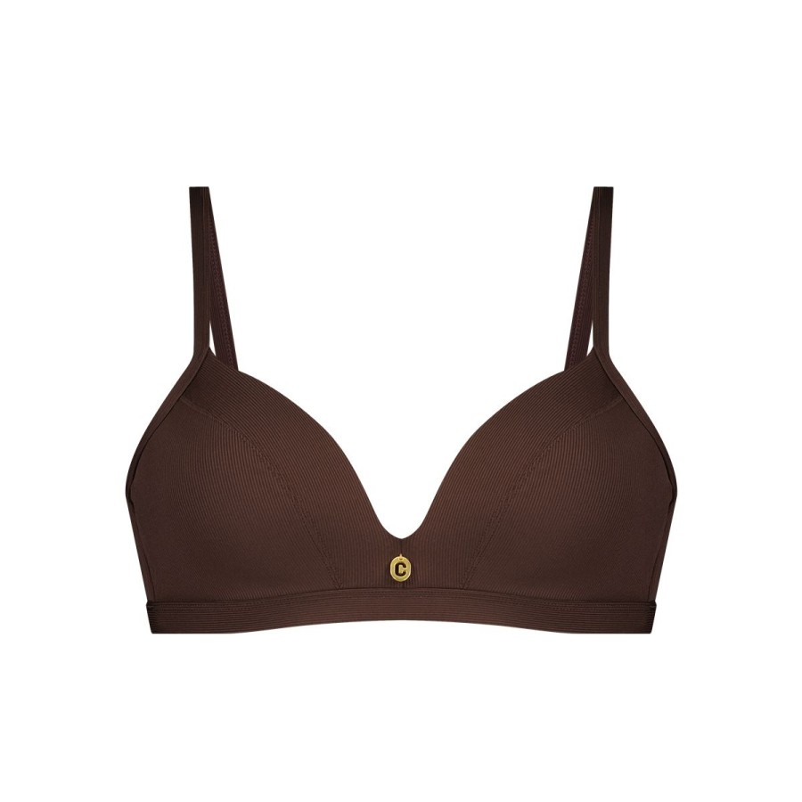 Dames Tencate Bikini'S | Triangle Bikinitop Chocolate Rib