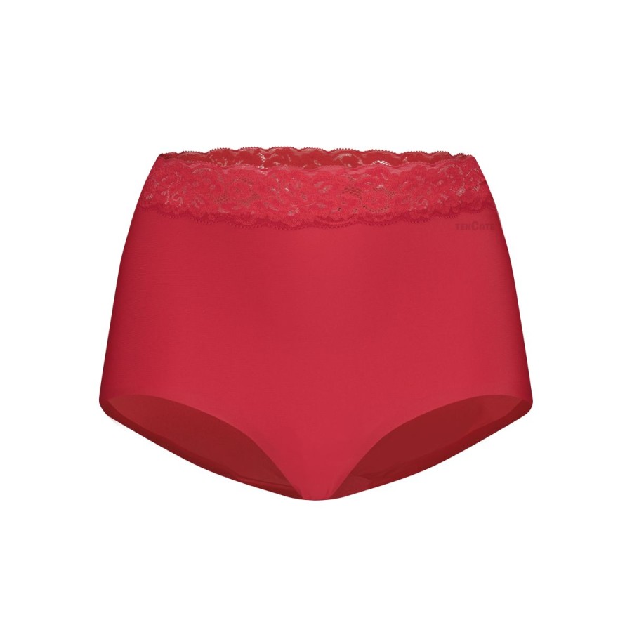 Dames Tencate Dames Slips | High Waist Met Kant Rood