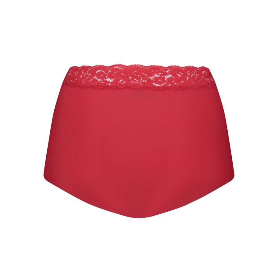 Dames Tencate Dames Slips | High Waist Met Kant Rood