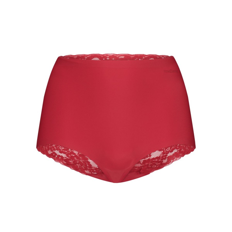 Dames Tencate Dames Slips | High Waist Met Kant Rood