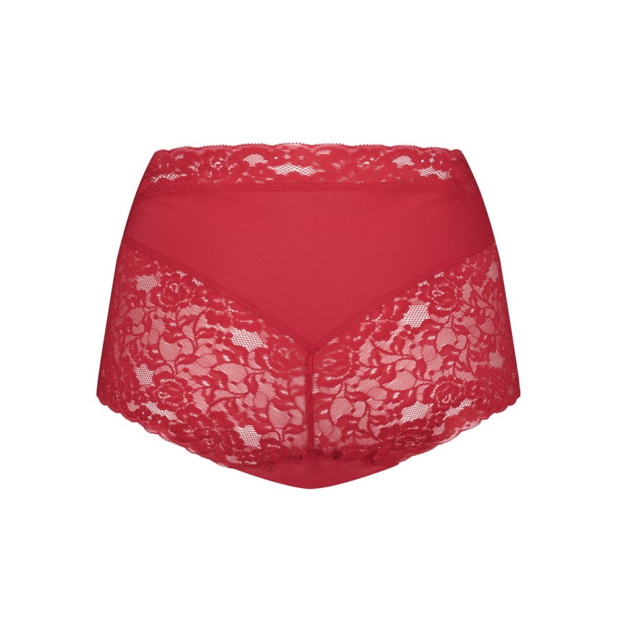 Dames Tencate Dames Slips | High Waist Met Kant Rood