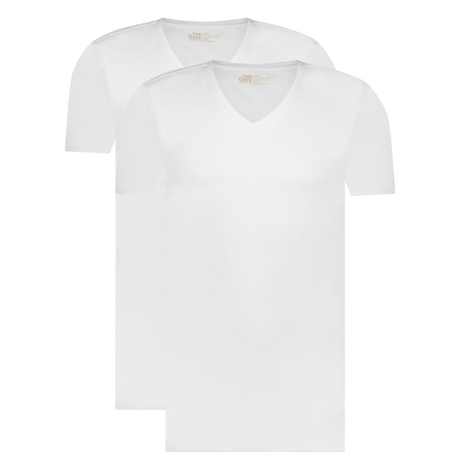 Heren Tencate Heren Ondershirts | T-Shirt V-Hals Wit 2 Pack