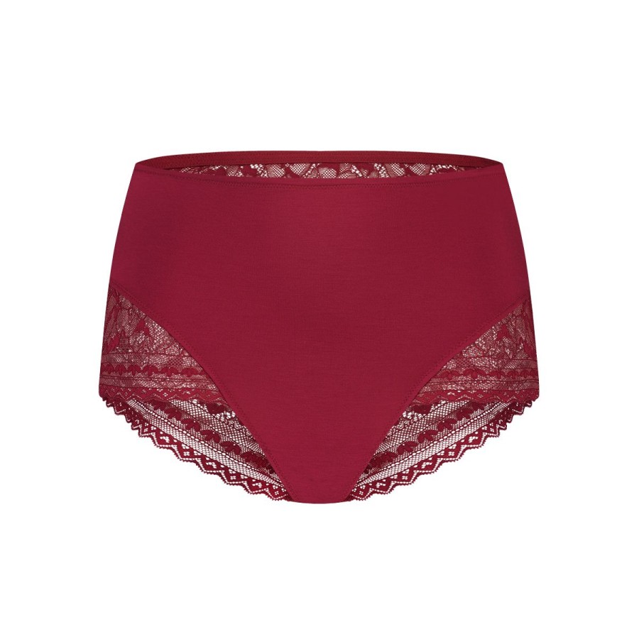 Dames Tencate Dames Slips | High Waist Met Kant Beet Red