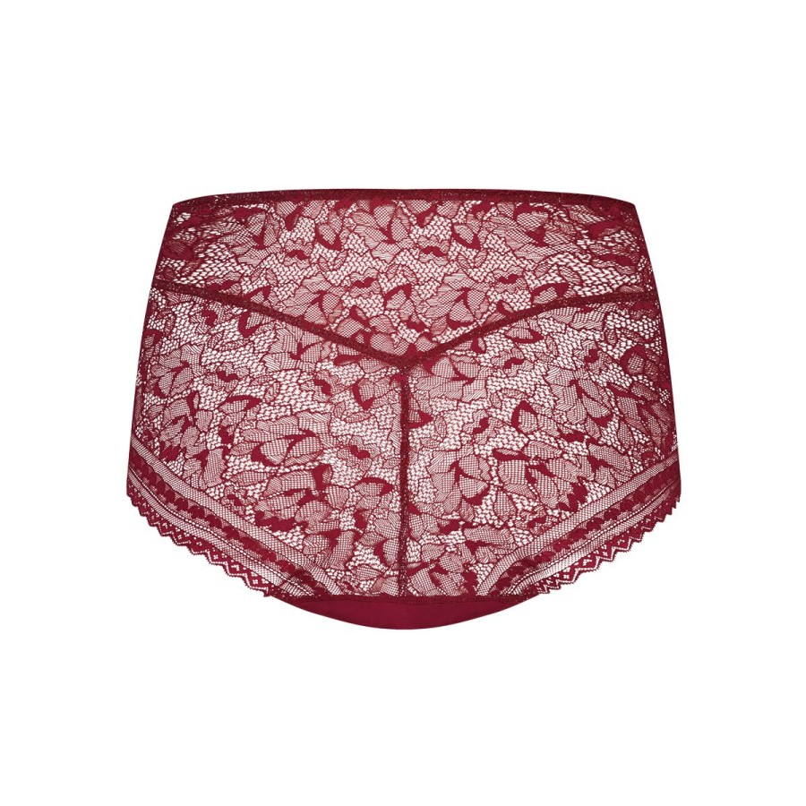 Dames Tencate Dames Slips | High Waist Met Kant Beet Red