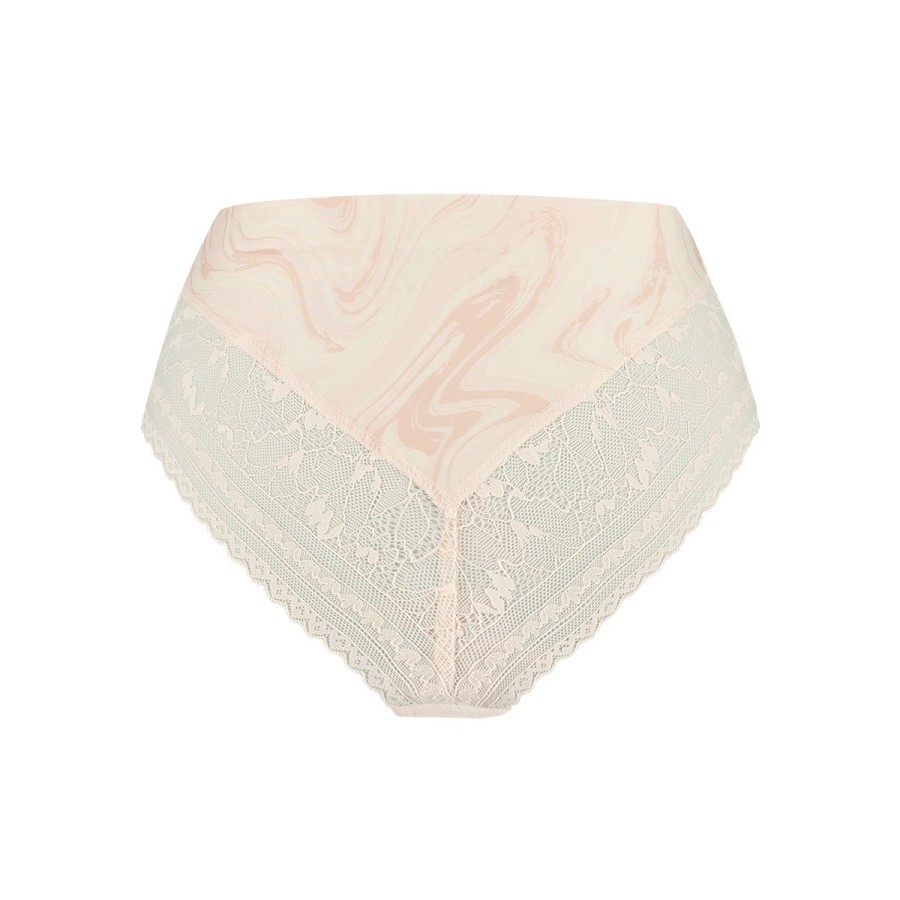 Dames Tencate Dames Slips | High Waist Brazilian Lace Swirle Soft Pink