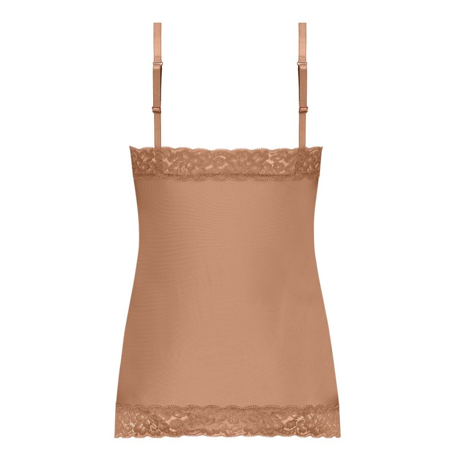 Dames Tencate Dames Tops | Spaghetti Top Met Kant Hazelnut