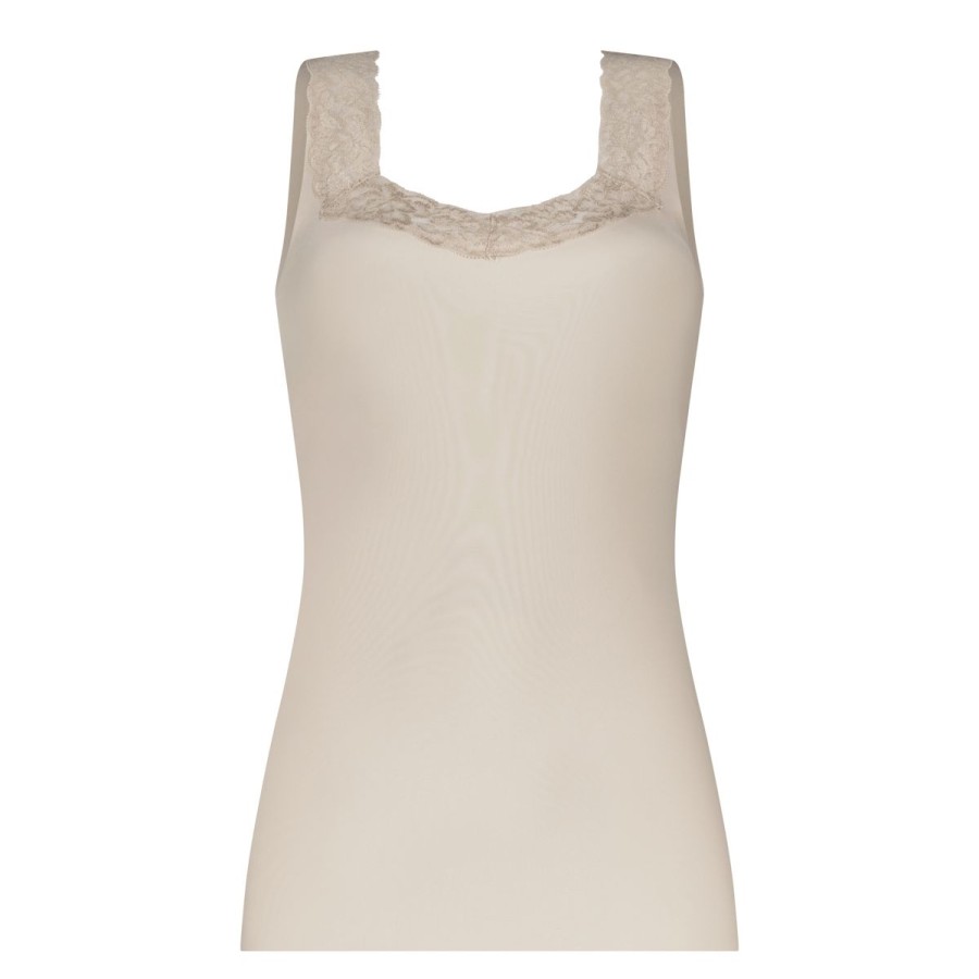 Dames Tencate Dames Tops | Singlet Met Kant Almond