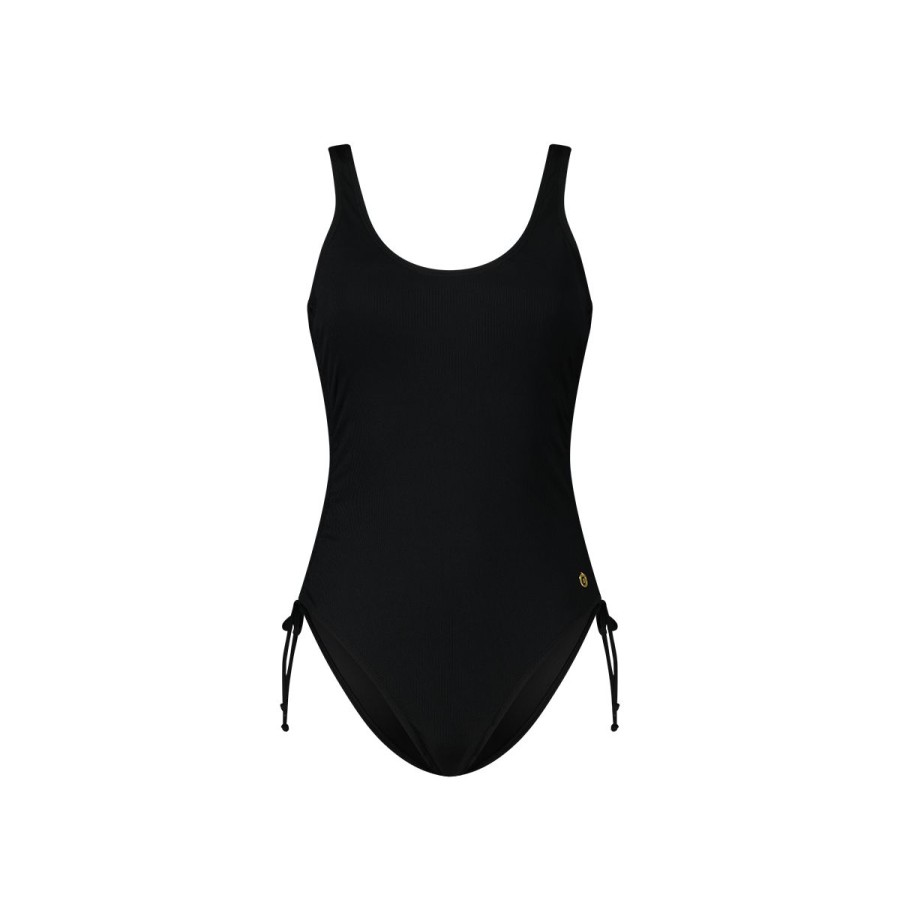 Dames Tencate Badpakken | High Leg Swimsuit Black Rib