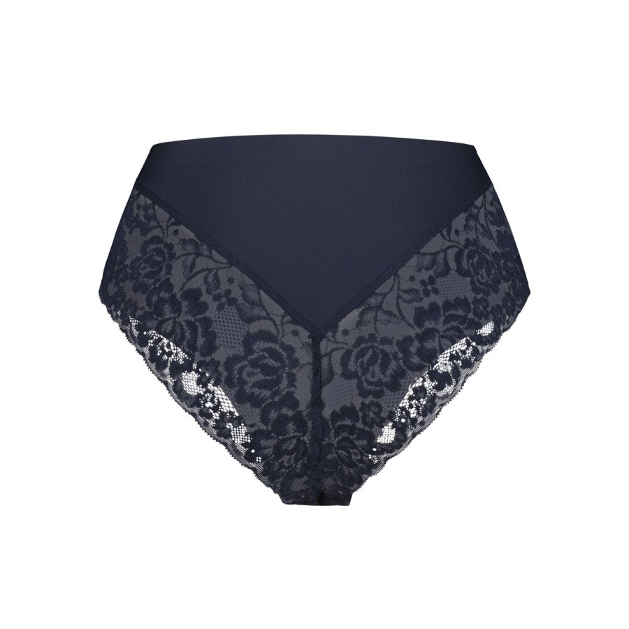 Dames Tencate Dames Slips | High Waist Brazilian Met Kant Dark Navy