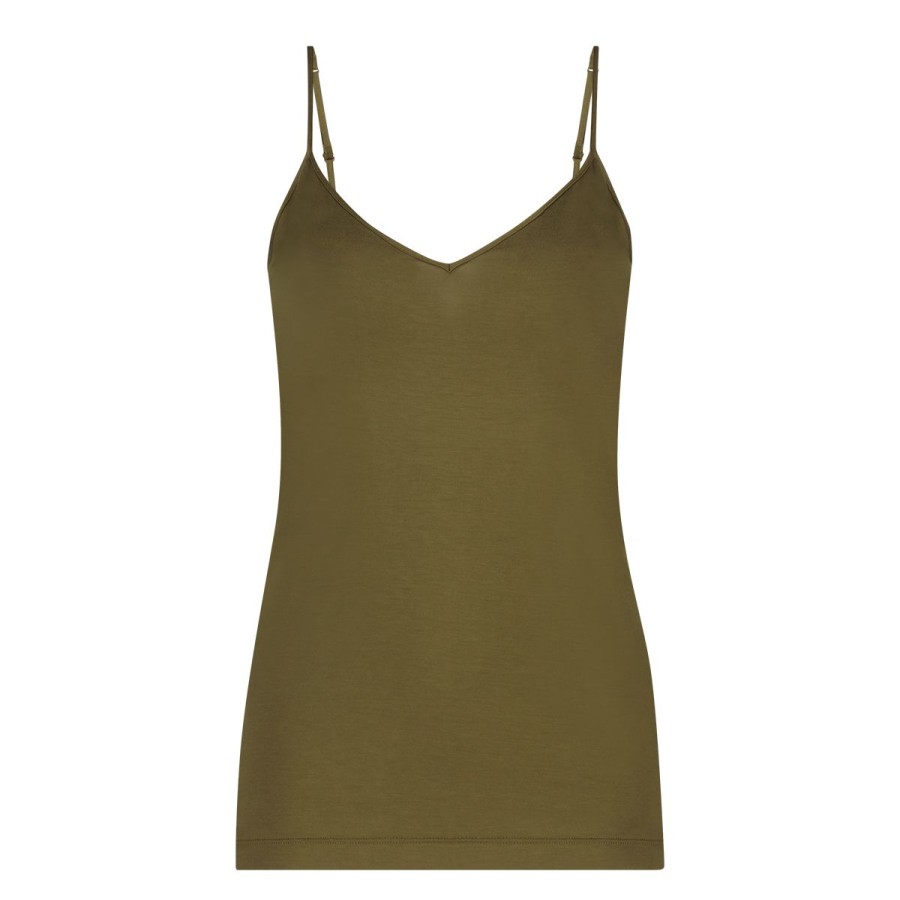 Dames Tencate Dames Tops | Spaghetti Top V-Neck Olive Green