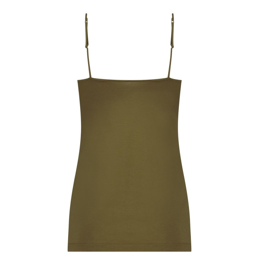 Dames Tencate Dames Tops | Spaghetti Top V-Neck Olive Green