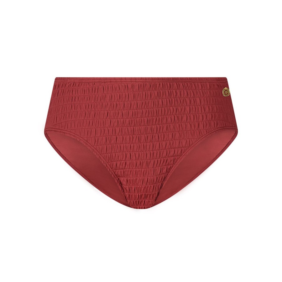 Dames Tencate Bikini'S | Mid Waist Bikini Bottom Shiny Rouge