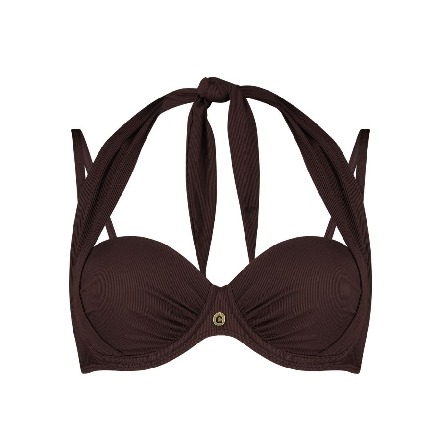 Dames Tencate Bikini'S | Multiway Bikinitop Chocolate Rib